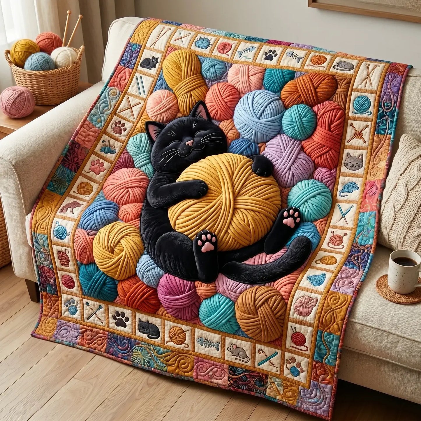 Yarn Ball Quilt Blanket