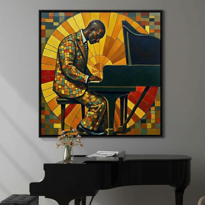 The Mosaic Pianist Canvas Wall Art
