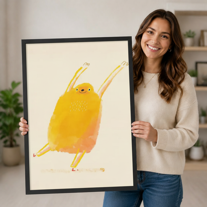 Happy Dancing Yellow Bird Watercolor Canvas Print