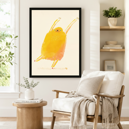 Happy Dancing Yellow Bird Watercolor Canvas Print
