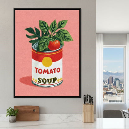 Pop Tomato Soup Garden Can Canvas Wall Art