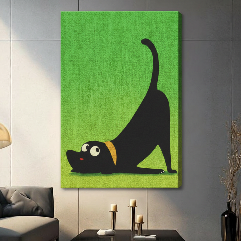 Yoga Dog Stretching Funny Canvas Wall Art