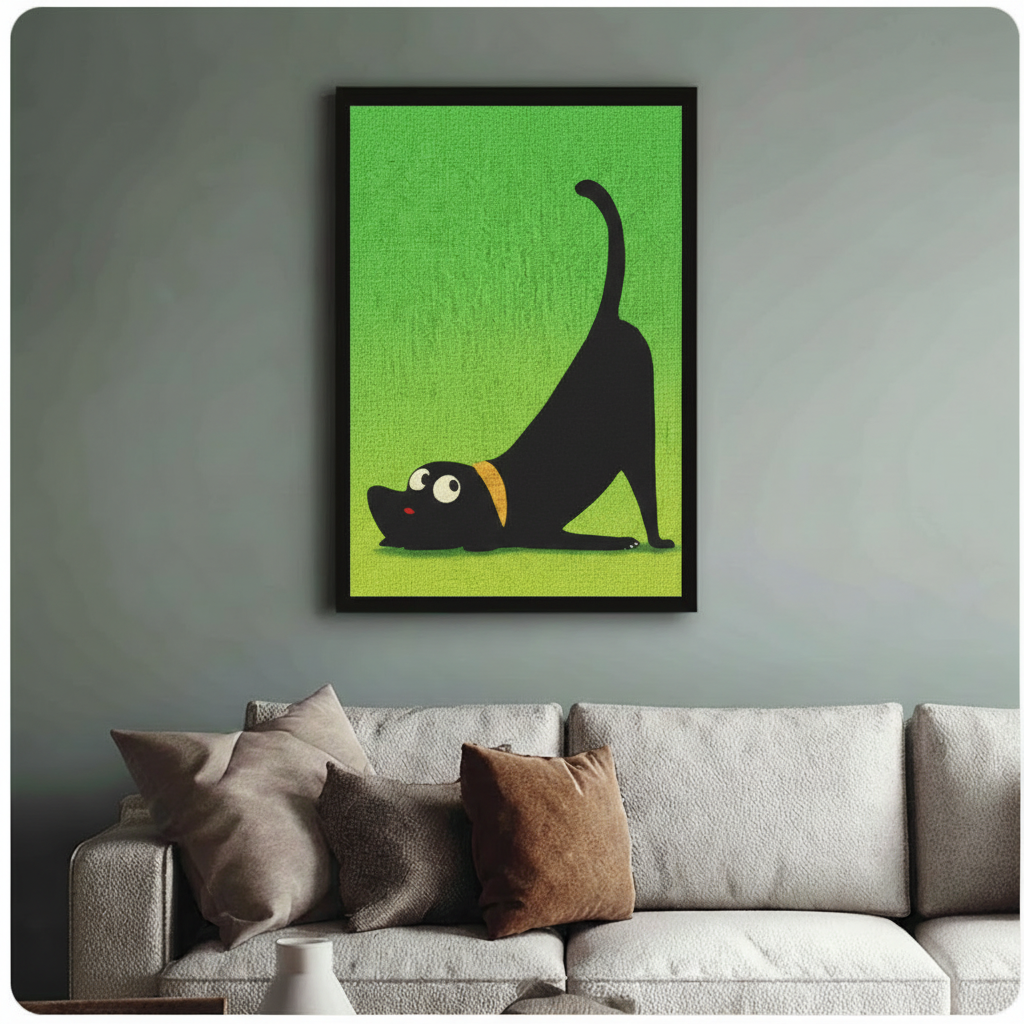 Yoga Dog Stretching Funny Canvas Wall Art