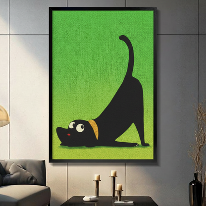 Yoga Dog Stretching Funny Canvas Wall Art