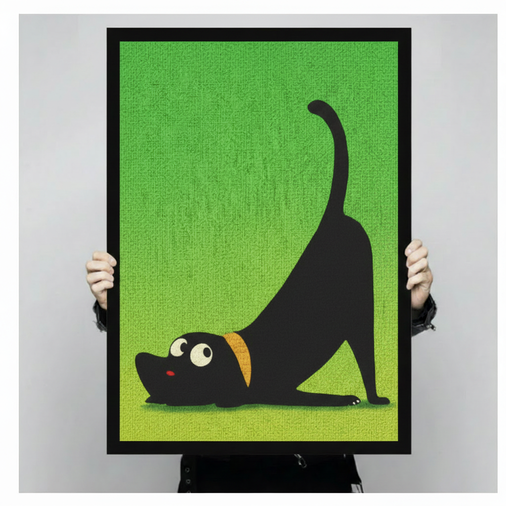 Yoga Dog Stretching Funny Canvas Wall Art