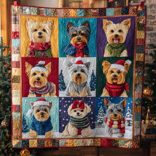 Yorkie Parade Quilt Blanket