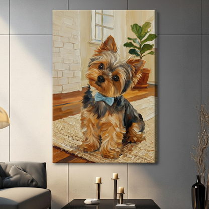 Yorkshire Terrier Puppy Oil Painting Canvas Art