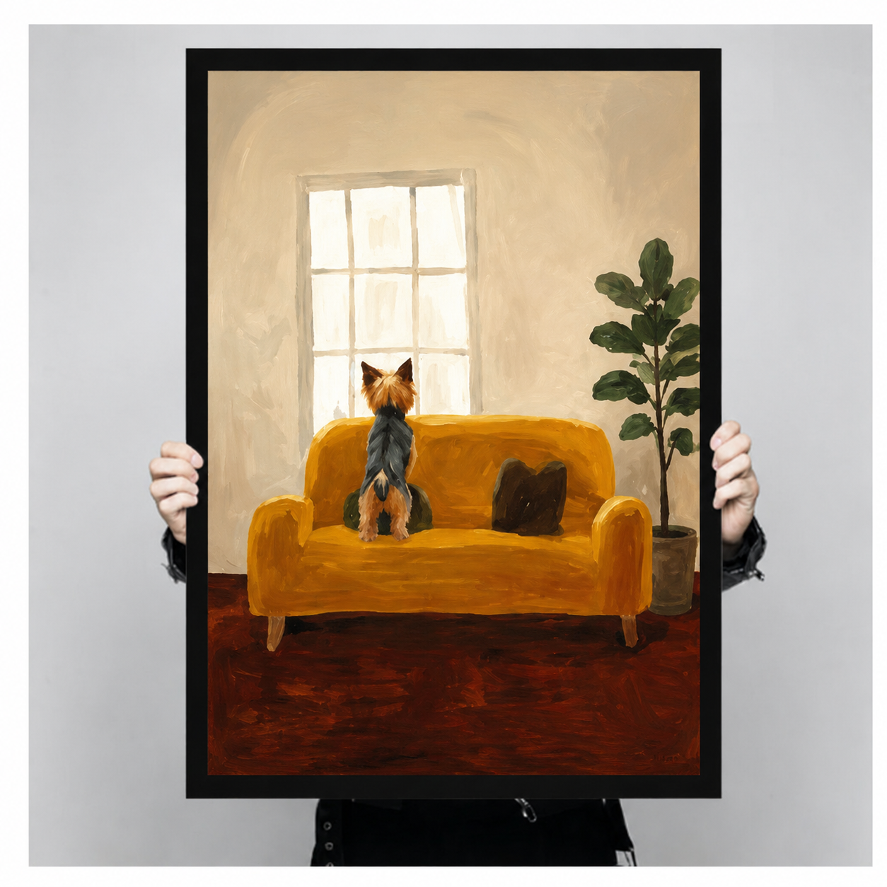 Yorkie Dog Sofa Oil Painting Canvas Art Wall Art