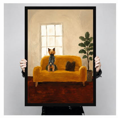 Yorkie Dog Sofa Oil Painting Canvas Art Wall Art