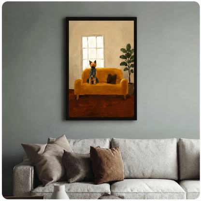 Yorkie Dog Sofa Oil Painting Canvas Art Wall Art