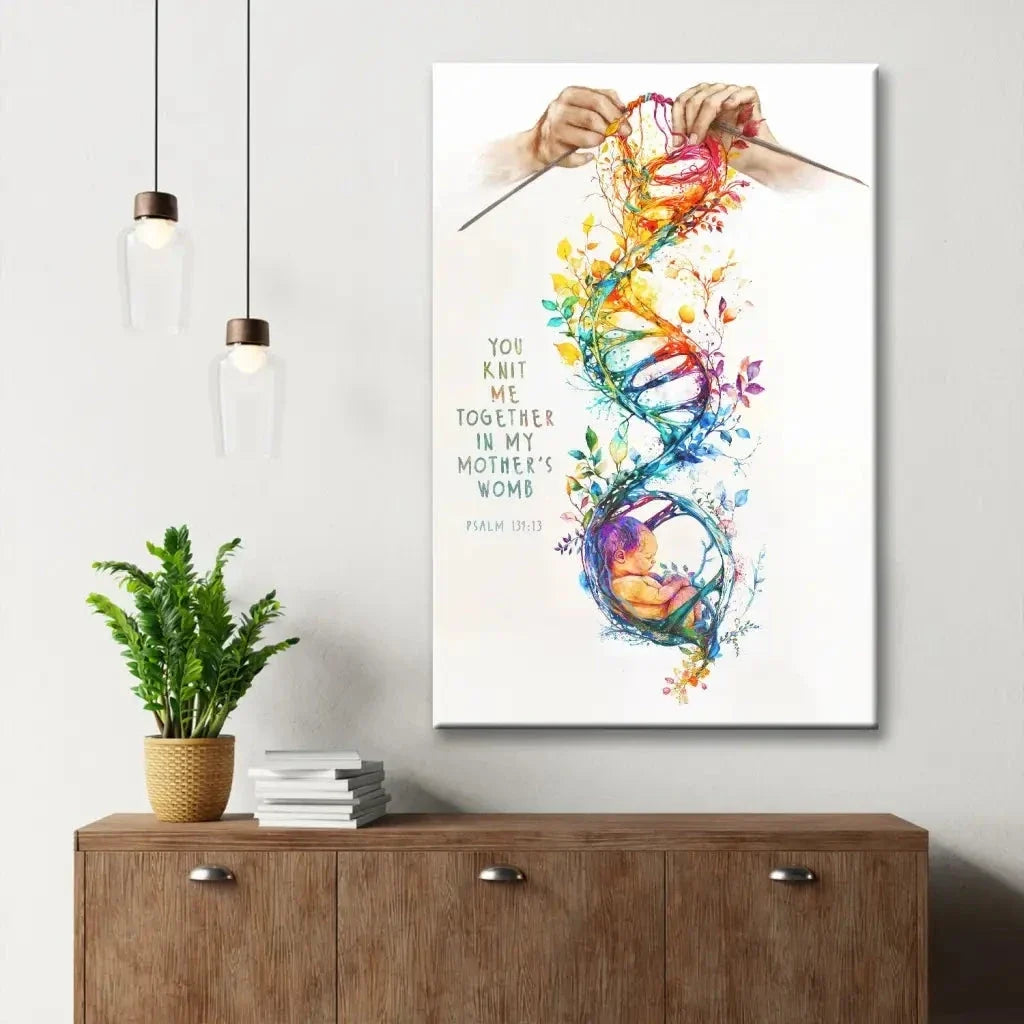 you knit me together in my mother s womb christian artwork psalm 139 13 wall art canvas (Landscape) (view 6)