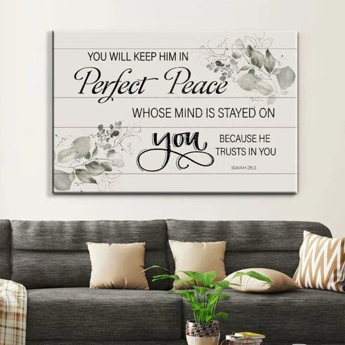 you will keep him in peace isaiah 26 3 nkjv wall art canvas print (Landscape)