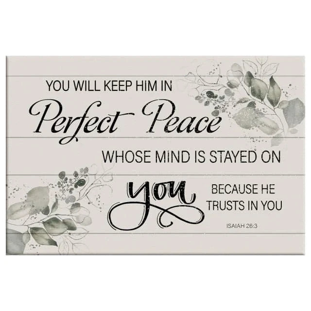 you will keep him in peace isaiah 26 3 nkjv wall art canvas print (Landscape) (view 3)