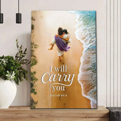 i will carry you jesus carrying a woman isaiah 46 4 christian canvas wall art (view 11)