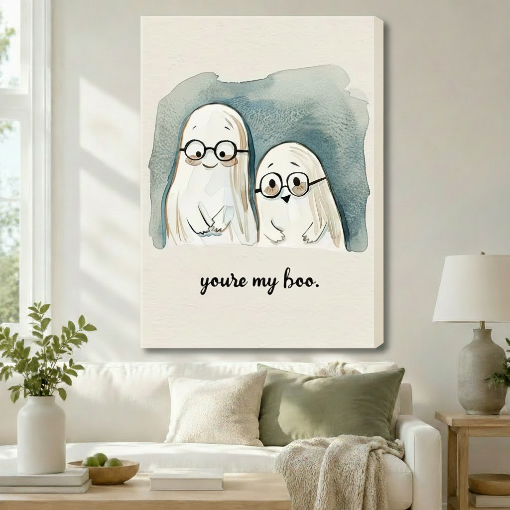 You're My Boo Cute Ghost Couple Canvas Art Wall Art