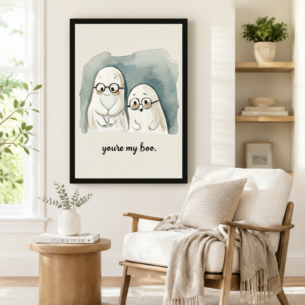 You're My Boo Cute Ghost Couple Canvas Art Wall Art