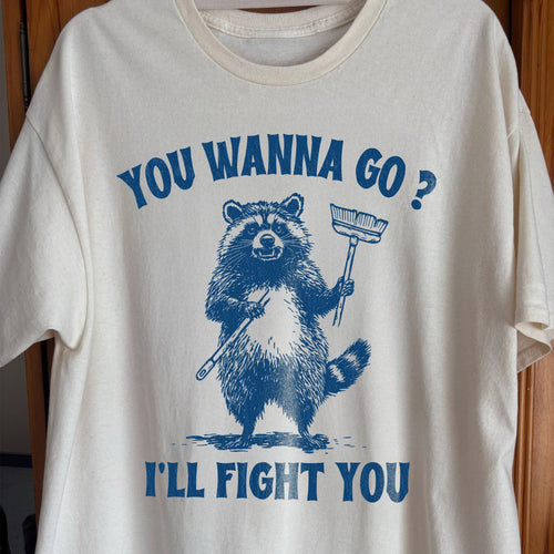 You Wanna Go? I'll Fight You Raccoon Shirt, funny meme tee gift
