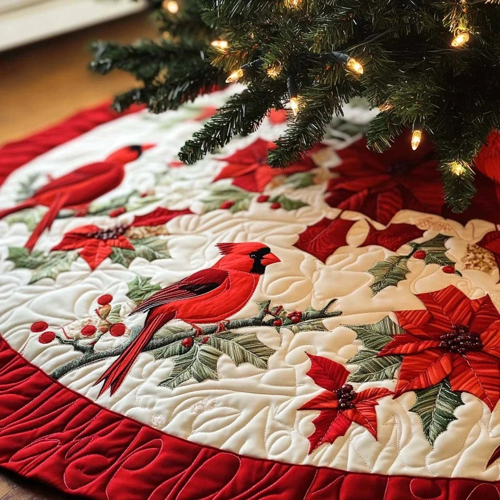 Yuletide Chorus Christmas Quilted Tree Skirt