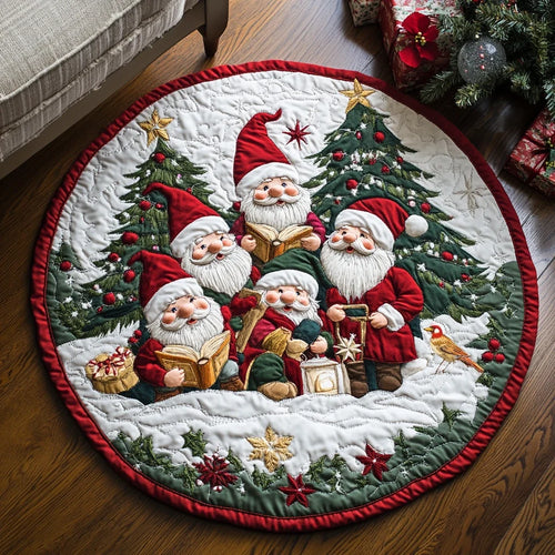 Yuletide Gnome Glow Quilted Round Mat