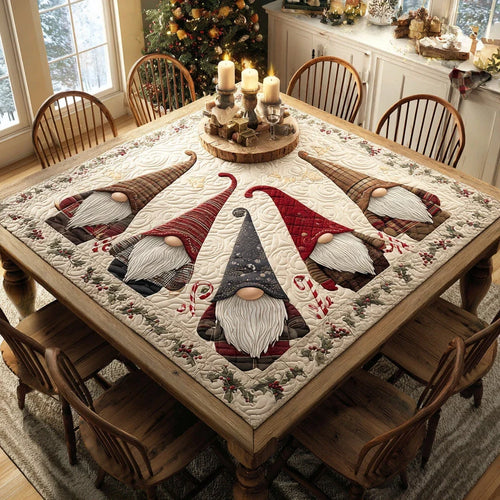 Yuletide Gnome Quilted Table Topper