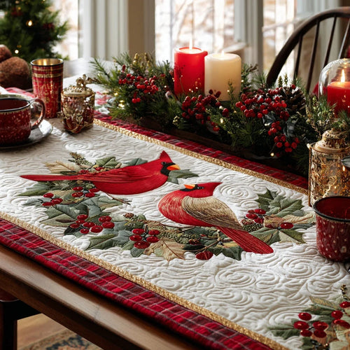 Yuletide Pair Quilted Table Runner