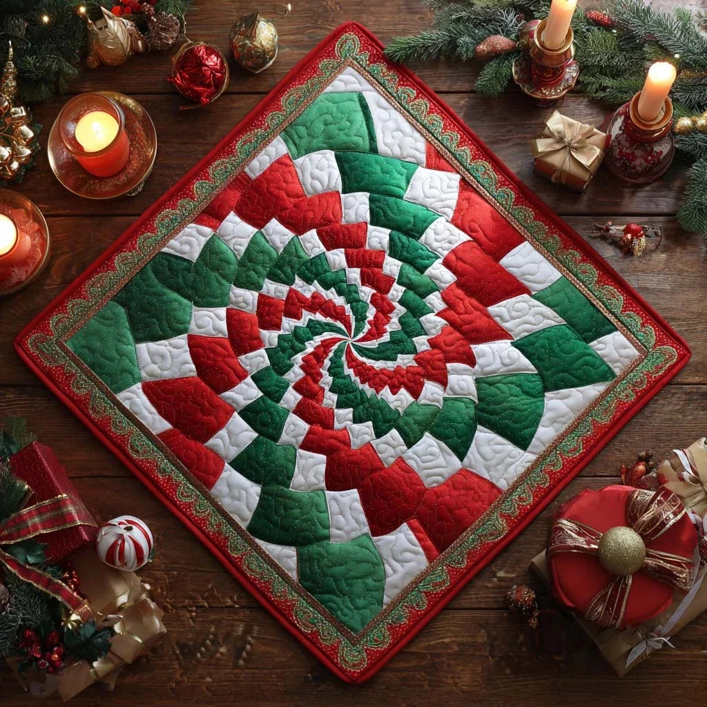 Yuletide Swirl Quilted Table Topper