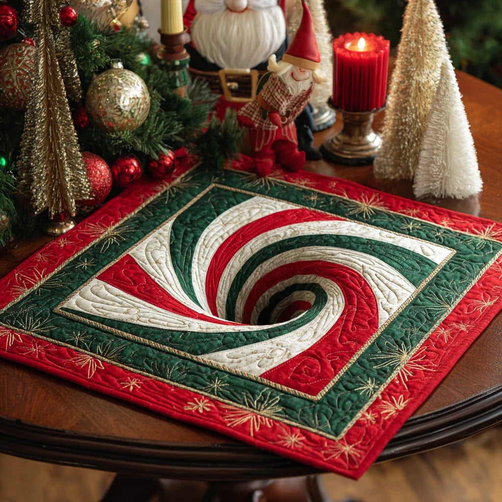 Yuletide Whirl Quilted Table Topper