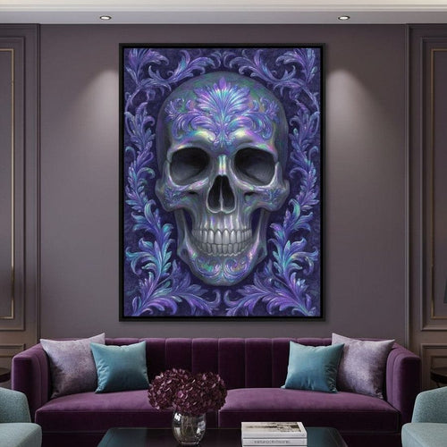 Prismatic Skull Baroque Flourish Canvas Wall Art
