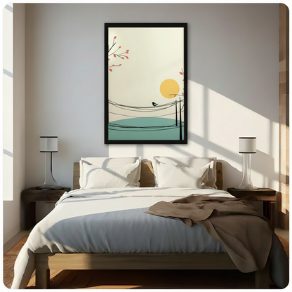 Bird on Wire Minimalist Canvas Wall Art
