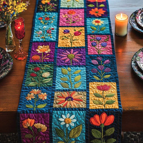 Zen Flowers Quilted Table Runner