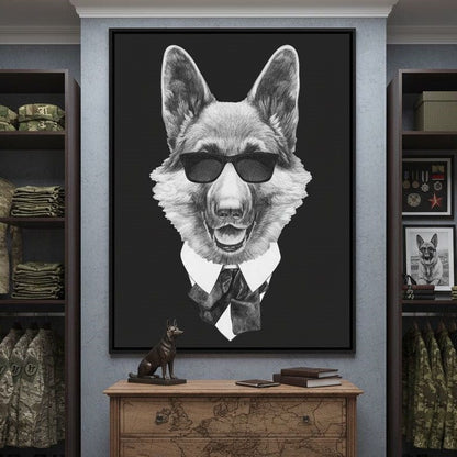 Dressed Up German Shepherd Canvas Wall Art